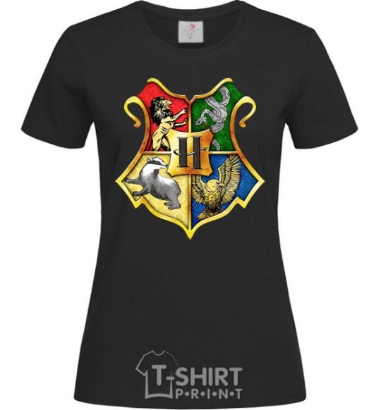 Women's T-shirt Hogwarts crest black фото