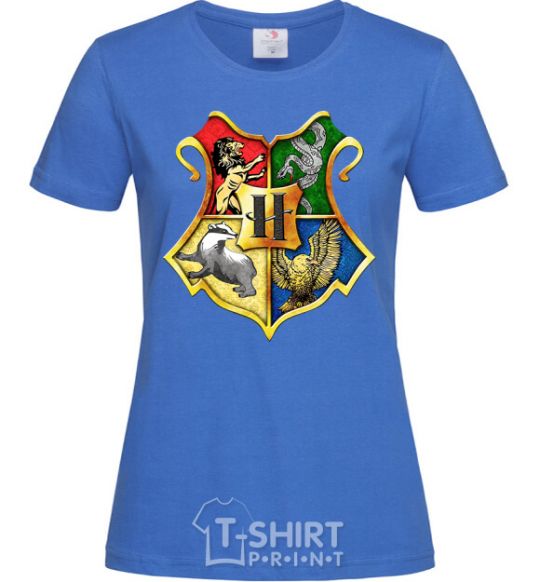 Women's T-shirt Hogwarts crest royal-blue фото