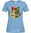 Women's T-shirt Hogwarts crest sky-blue фото