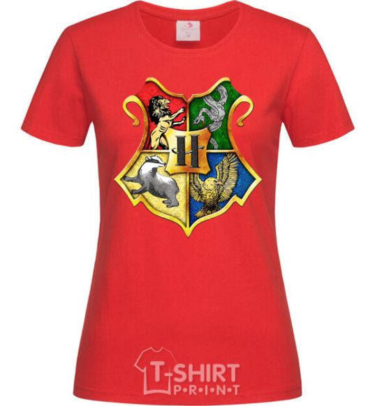 Women's T-shirt Hogwarts crest red фото