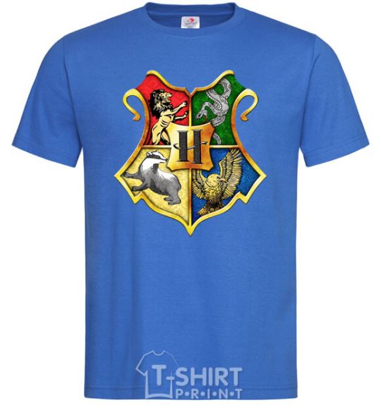 Мужская футболка Хогвартс герб Ярко-синий фото