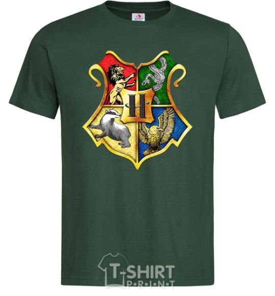 Мужская футболка Хогвартс герб Темно-зеленый фото