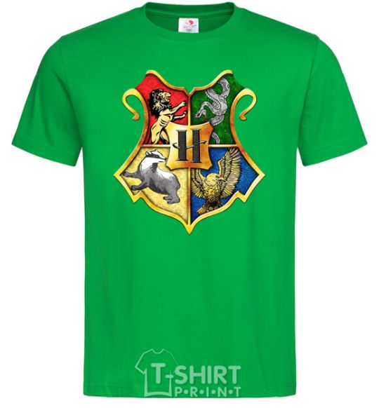 Мужская футболка Хогвартс герб Зеленый фото
