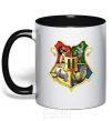 Mug with a colored handle Hogwarts crest black фото