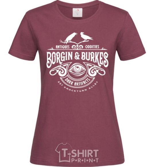 Women's T-shirt Borgin and burkes Harry Potter burgundy фото