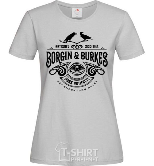 Женская футболка Borgin and burkes Гарри Поттер Серый фото