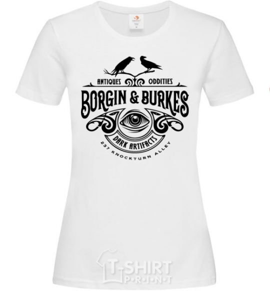 Women's T-shirt Borgin and burkes Harry Potter White фото