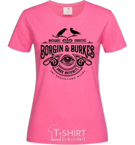 Женская футболка Borgin and burkes Гарри Поттер Ярко-розовый фото