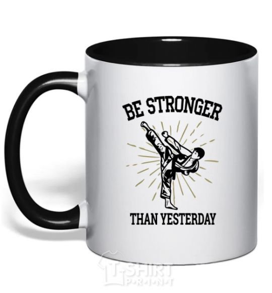 Mug with a colored handle Strongest black фото