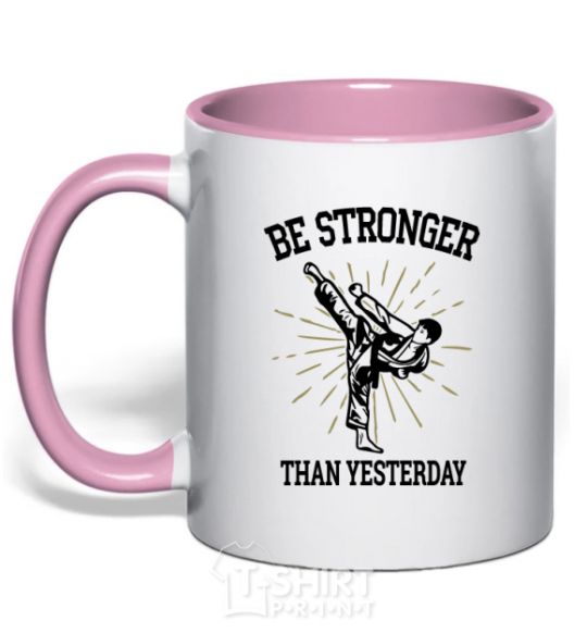 Mug with a colored handle Strongest light-pink фото