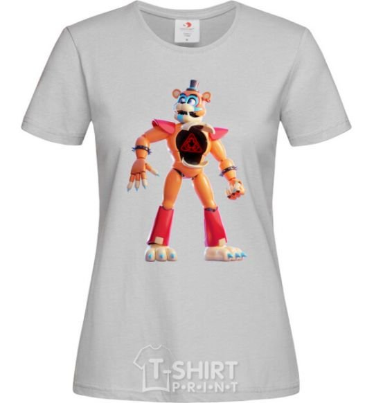 Women's T-shirt FNAF Funko grey фото