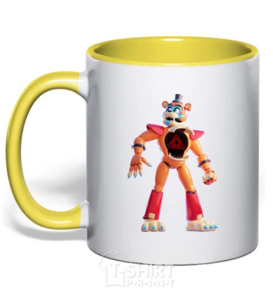 Mug with a colored handle FNAF Funko yellow фото