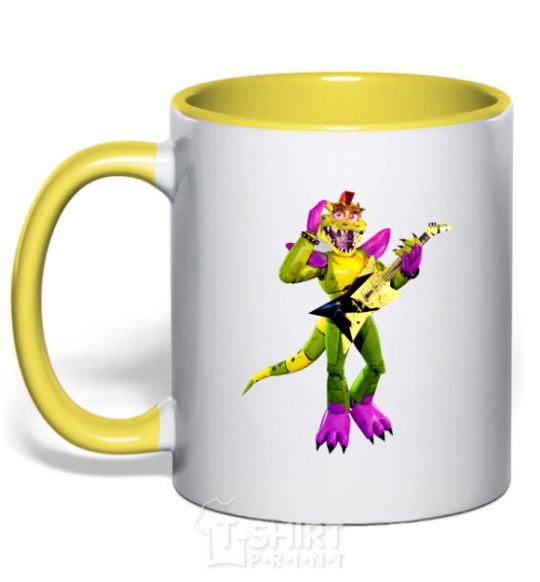 Mug with a colored handle Glamrock Monty 5 Nights with Freddy yellow фото