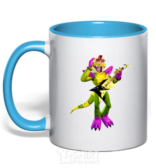 Mug with a colored handle Glamrock Monty 5 Nights with Freddy sky-blue фото