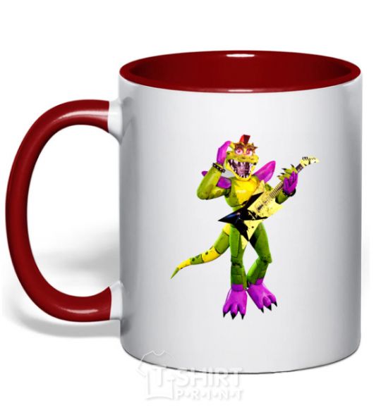 Mug with a colored handle Glamrock Monty 5 Nights with Freddy red фото