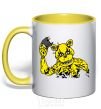 Mug with a colored handle Golden Freddy yellow фото