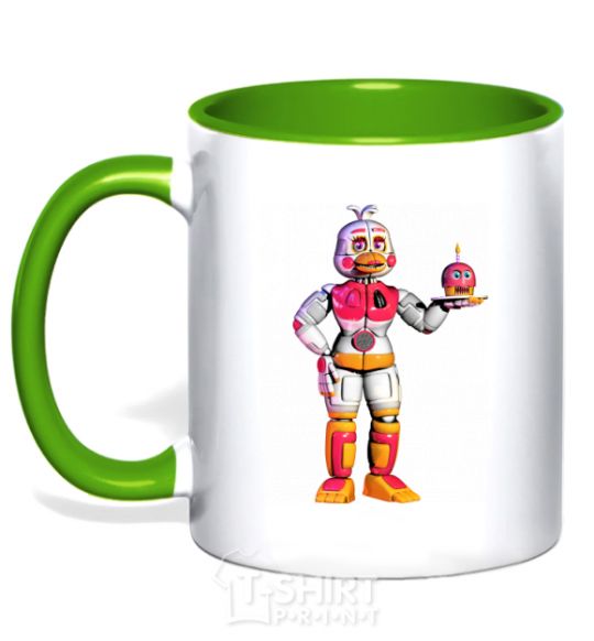 Mug with a colored handle Chicka Fnaf kelly-green фото