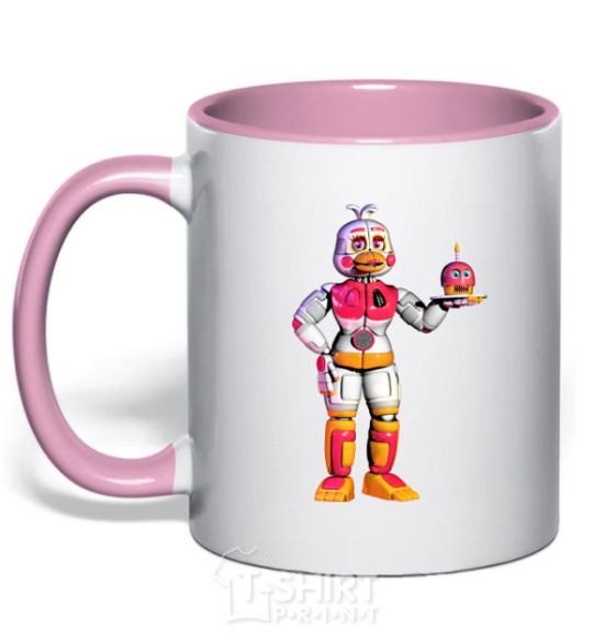 Mug with a colored handle Chicka Fnaf light-pink фото