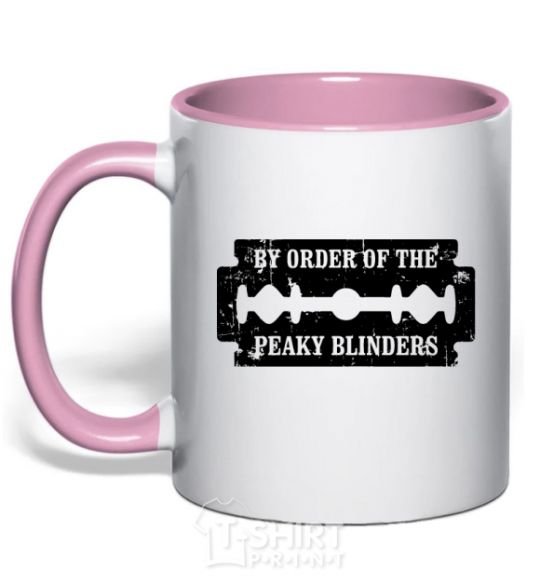 Mug with a colored handle By order of the peakly blinders light-pink фото