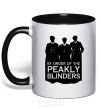 Mug with a colored handle Sharp visor silhouette black фото