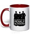 Mug with a colored handle Sharp visor silhouette red фото