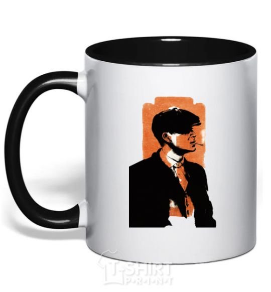 Mug with a colored handle Sharp visors stencil black фото