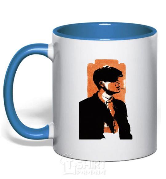 Mug with a colored handle Sharp visors stencil royal-blue фото