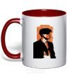 Mug with a colored handle Sharp visors stencil red фото