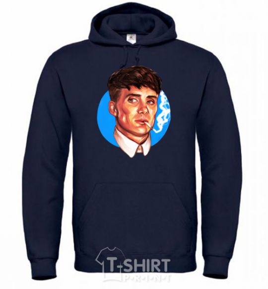 Men`s hoodie Thomas Shelby with a Sharpie cigarette navy-blue фото