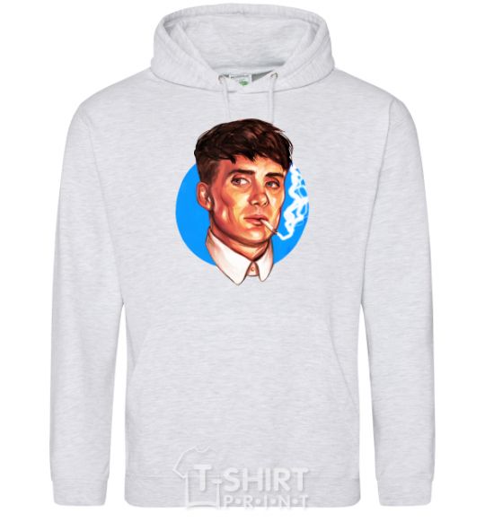 Men`s hoodie Thomas Shelby with a Sharpie cigarette sport-grey фото