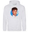 Men`s hoodie Thomas Shelby with a Sharpie cigarette sport-grey фото