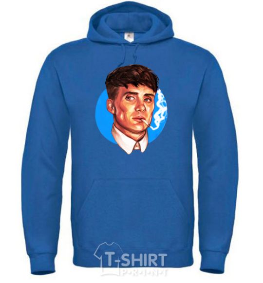 Men`s hoodie Thomas Shelby with a Sharpie cigarette royal фото
