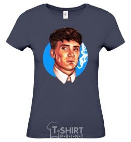 Women's T-shirt Thomas Shelby with a Sharpie cigarette navy-blue фото