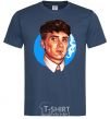 Men's T-Shirt Thomas Shelby with a Sharpie cigarette navy-blue фото