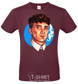 Men's T-Shirt Thomas Shelby with a Sharpie cigarette burgundy фото