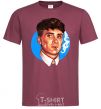 Men's T-Shirt Thomas Shelby with a Sharpie cigarette burgundy фото