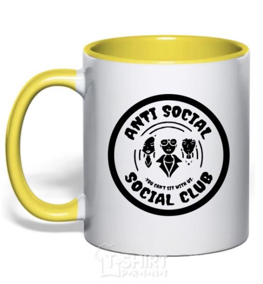 Mug with a colored handle Antisocial club Daria yellow фото