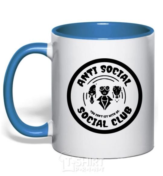Mug with a colored handle Antisocial club Daria royal-blue фото