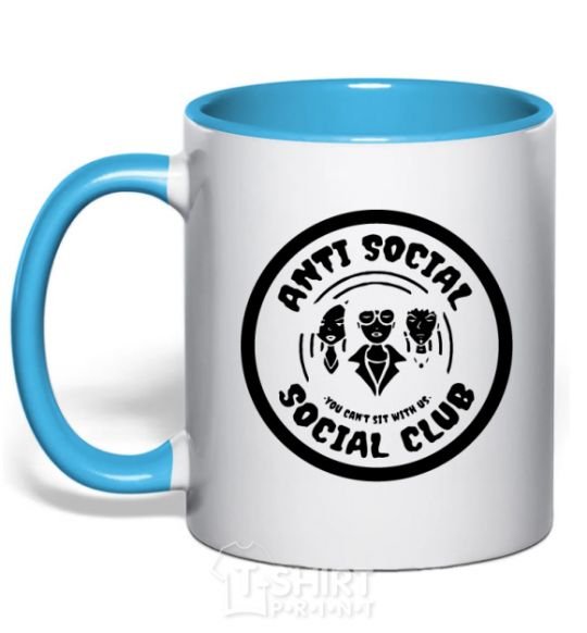 Mug with a colored handle Antisocial club Daria sky-blue фото