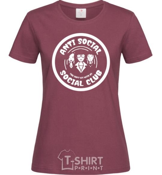 Women's T-shirt Antisocial club Daria burgundy фото