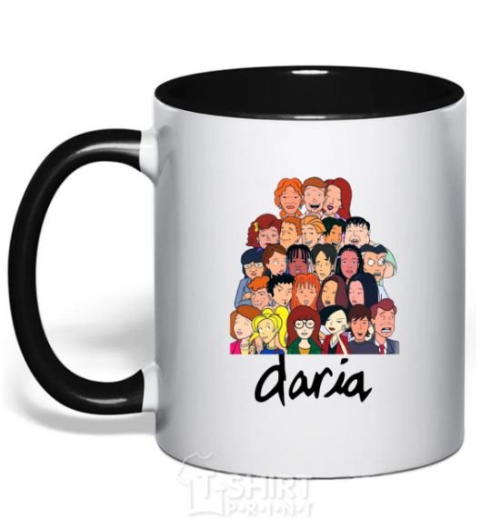 Mug with a colored handle Daria black фото