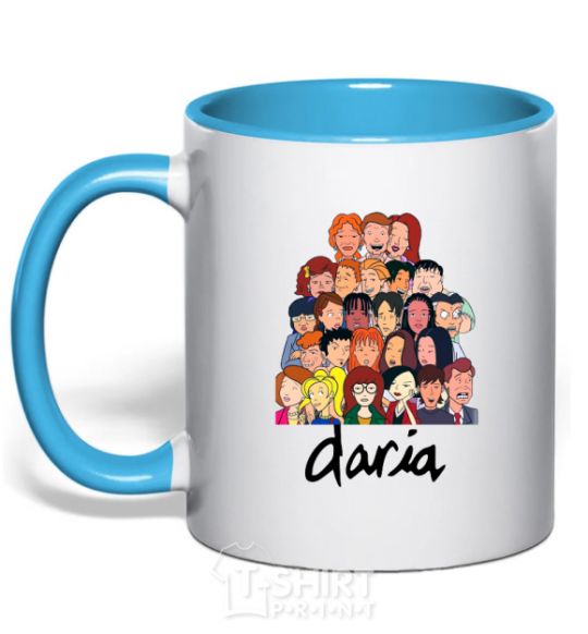 Mug with a colored handle Daria sky-blue фото