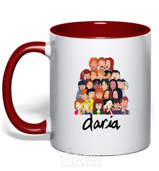 Mug with a colored handle Daria red фото