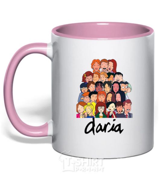 Mug with a colored handle Daria light-pink фото