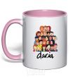 Mug with a colored handle Daria light-pink фото