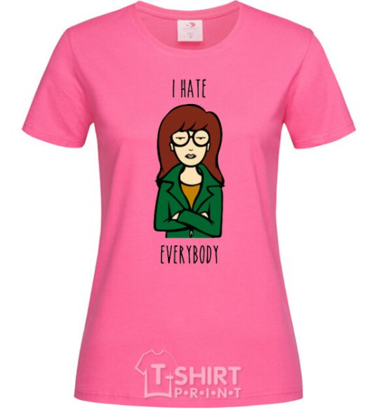 Женская футболка Daria i hate everybody Ярко-розовый фото