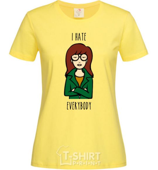 Женская футболка Daria i hate everybody Лимонный фото