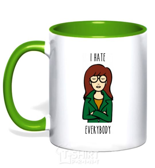 Mug with a colored handle Daria i hate everybody kelly-green фото
