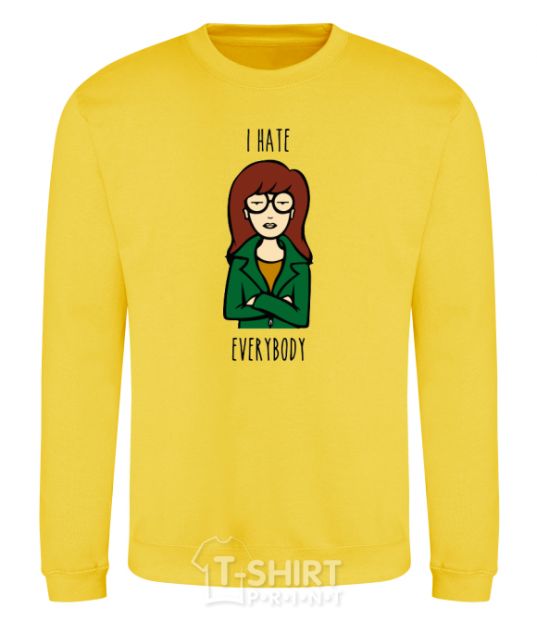 Sweatshirt Daria i hate everybody yellow фото