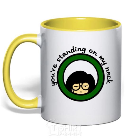 Mug with a colored handle Daria logo yellow фото